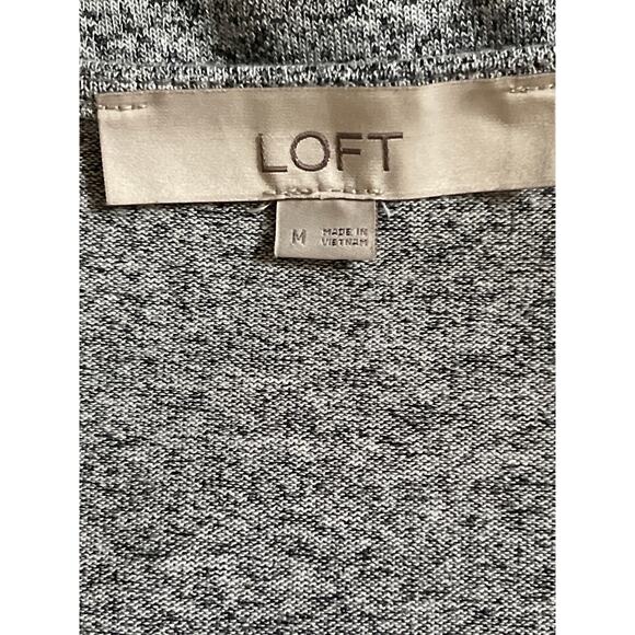 Loft Midi Dress Woman's Medium Speckle Gray Ruffled‎ Short Sleeves Belt Loops - Picture 3 of 5